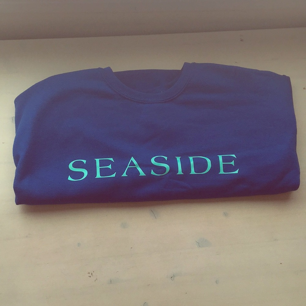 Seaside Dark Blue Color with Teal Font Sweatshirt